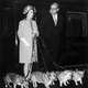 Queen Elizabeth with four of her Corgis after returning to London from Balmoral Castle in 1969.